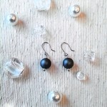 【再販】マットブラックパールのシンプルピアス