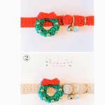 ☆🎄Xmas リース🎄☆　2色　クリスマス　コットン首輪☆　小型犬＆猫の首輪☆