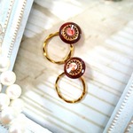 ☆Vintage☆オーロラレッドボタンのフープピアス/イヤリング