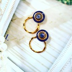 ☆Vintage☆オーロラパープルボタンのフープピアス/イヤリング