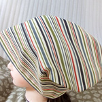 最終 難隠し 帽子 34*66 矢鱈縞 意匠 キャップ 室内帽子 Hand-made Kimono Cap