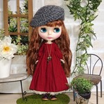 No.1733　後ろ紐結びのワンピ/ボルドー