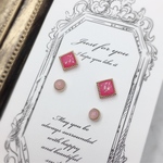  【送料無料】京都オパール小さな樹脂ピアス♡2ペア♡きちんと系♡綺麗目系♡スクエア&オーバル
