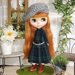 No.1731  ブラックウォッチチェックのギャザーワンピ
