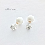 2way【新作】スワロフスキー パヴェ ボール X 1.4cm マットパール ピアス☆バックキャッチ 3way