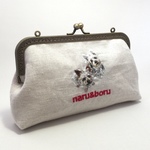 naruto0725様オーダー品☆犬の手刺繍で通帳も入るがま口ポーチ