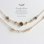 Candy charm 14KGF2連Bracelet/煙水晶/スモーキークォーツ