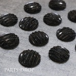 (( 14pcs )) 12mm グリッター ラウンドカボション ブラック〔CA-052B〕