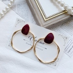 2way♡ ボルドー 大ぶりリングピアス