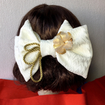 和装髪飾り リボンヘアアクセサリー  白リボン髪飾り