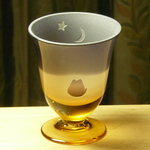 ねこと金星と三日月　食前酒グラス　琥珀色×紫（1個）