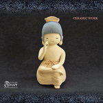 【送料無料】陶芸置物・Cute弥勒菩薩半跏思惟像（全高16ｃｍ）