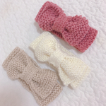 ベージュ✩ニットリボンヘアバンド