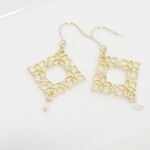 *K14GF***P93高品質淡水パール＆透かしパーツ☆ピアス