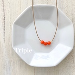 ♦︎数量限定♦︎【金属アレルギー対応】ネックレス  天然石風 6㎜ 3連 華奢ネックレス col.オレンジ