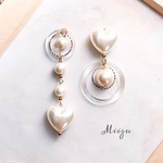 No.56❤︎pearl heart asymmetry pierce／earring