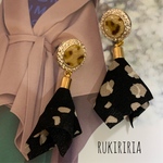 RUKIRIRIA #381  レオパードタッセルピアス  大ぶりピアス 大ぶりイヤリング 