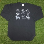【Mサイズ】スパニエル柄 七分Tシャツ【ブラック】