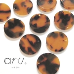[S1811-15]【10個】 つや有り アクリルチャーム 丸型 べっ甲 穴あり