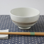 お茶碗　小（白/黒ライン）12-0164