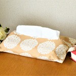 ボックスティッシュケース◎紫陽花◎ベージュ◎フラワーサークル◎