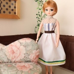 リカちゃん レトロなデコルテシースルーワンピース【青】