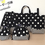 NEW♪モノトーン水玉 6柄 レッスンバッグ5点セット  オーダーOK 入園入学 女の子 白黒 フラップ/ループ付き可能