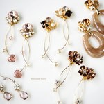 作品入れ替えsale❤️❤️ピンク×ブラウン♡﻿oval bijou ピアス