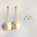 20mmコットンパールチェーンピアス