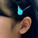 青い火の玉 ヒトダマ ヘアピン  左右で1セット《期間限定》