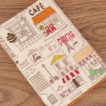 【文庫本】ゴムバンド栞付ブックカバー★カフェ オレンジ