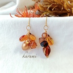 ブラウンビーズジャラジャラ❀︎ピアス＆イヤリング