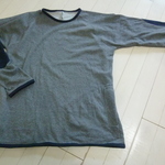 綿ニット　グレー切り替えし　プルオーバー