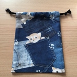【yh-kn専用】デニムポケット柄 ねこ 猫 マチつきw15×20cm コップ袋