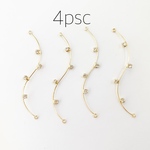 4個ストーン付きメタルパーツ スティック ツイスト 2カン付き 1×60mm【4ヶ】