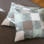 patchwork　クッションカバー　しっとりシルバー