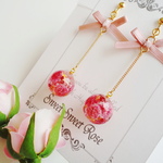 【再販】Flower Sphere　お花のスフィア　かすみ草　～リボン～　イヤリング/ピアス