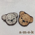 手刺繍テディベアのヘアゴム