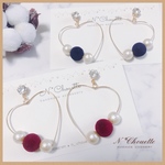 ハートフープ ベロアフロッキーボール ピアス