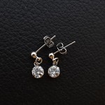 シルバー シンプル1粒ストーン ピアス ノンホールピアス