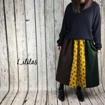 オリーブ × チョコレート × まんまるマスタード の 可愛い パッチスカート