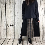 上品な 冬 チェック の パッチスカート