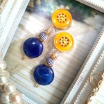 ☆Vintage☆マリーゴールド×ロイヤルブルーなおしゃれピアス/イヤリング
