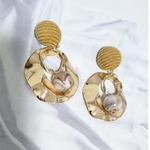 【SALE】コーデュロイピアス or コーデュロイイヤリング   おおぶり  マーブル模様