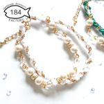 【316L❀ステンレス金具使用】ホワイト＊編み込み２連ブレスレット【在庫限り】