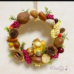 どんぐり リス  木の実のミニリース