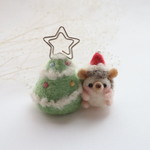 クリスマスはりちゃん 羊毛フェルト(黄緑)