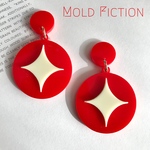 【P-3red】 アクリル ピアス 2トーン イヤリング / 40s 50s 60s 70s 赤白 レッド ホワイト アイボリー レトロ 金属アレルギー対応 アレルギー対応 プラスチック 