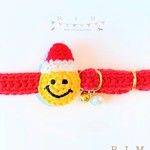 ☆🎄🎅Xmas  ニコちゃんサンタ🎅🎄☆　3色　クリスマス スマイル　コットン首輪☆　小型犬＆猫の首輪☆