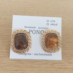 マーブル　ブラウンのピアス